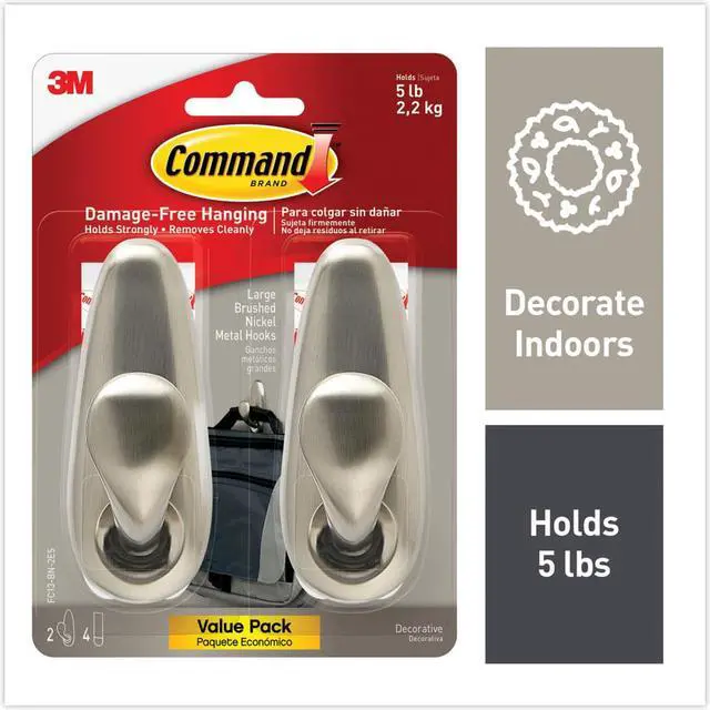 Alt view image 7 of 20 - 3M COMPANY 2PK LG BN MTL Hooks FC13-BN-2ES