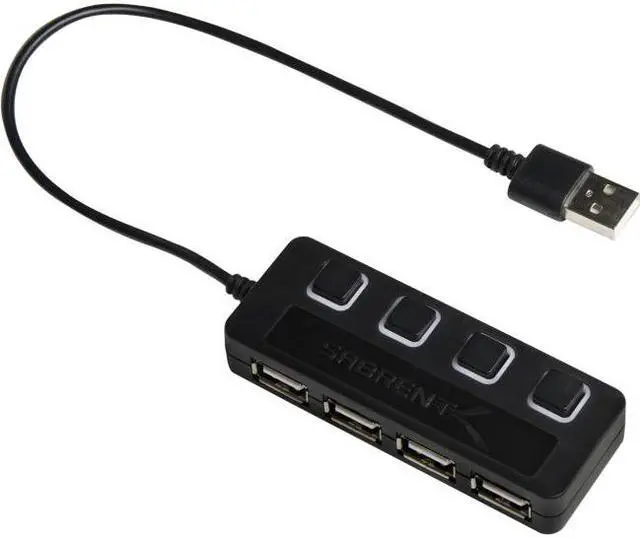 Alt view image 9 of 11 - Sabrent 4-Port USB 2.0 Hub with Individual LED lit Power Switches (HB-UMLS)