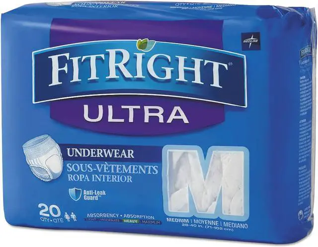 Alt view image 2 of 6 - FitRight Ultra Protective Underwear, Medium, 28-40" Waist, 20/Pack, 4