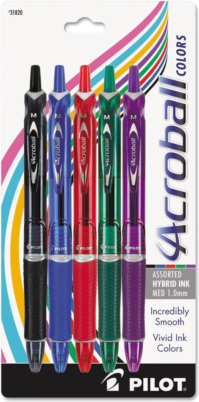 Alt view image 2 of 4 - Pilot Acroball Colors Ball Point Pen 1mm Black/Blue/Green/Purple/Red 5/Pack 31820