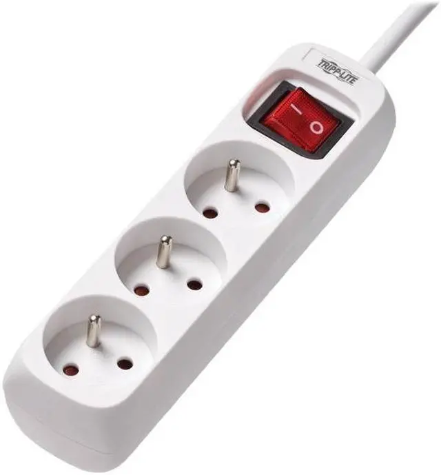 Alt view image 2 of 3 - Tripp Lite PS3F15 3-Outlet Power Strip - French Type E Outlets, 220-250V AC, 16A, 1.5 m Cord, Type E Plug, White