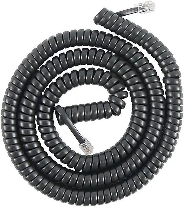 Alt view image 6 of 6 - Coiled Telephone Cord Plug/Plug 25 ft Black 7613999986139