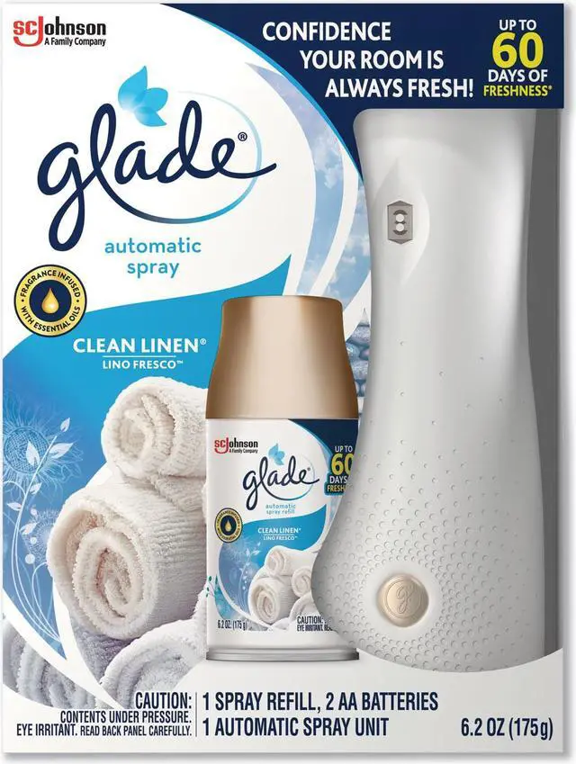 Alt view image 5 of 15 - Glade Automatic Air Freshener Starter Kit Spray Unit & Refill Clean Linen