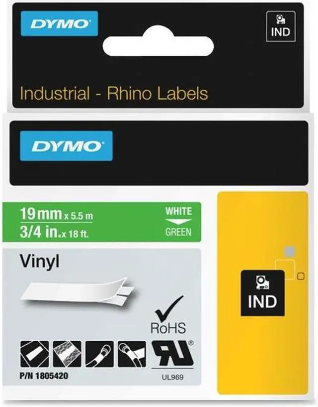 Alt view image 5 of 7 - DYMO 1805420 White on Green Color Coded Label 0.75" Width x 18 ft. Length - 1 Each - Vinyl - Thermal Transfer - White, Green