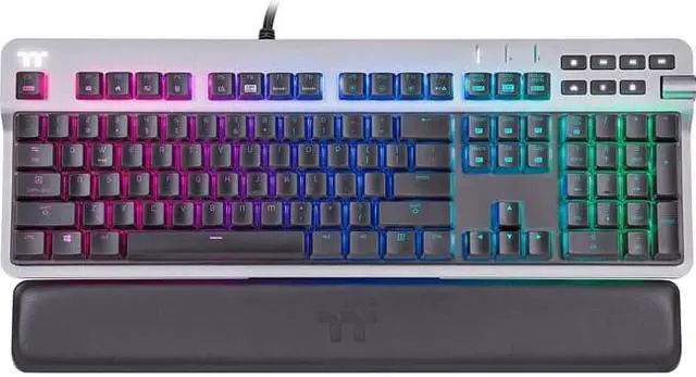 Alt view image 4 of 10 - thermaltake argent k6 rgb low profile mechanical gaming keyboard cherry mx red, alumiunm top plate, multi-fucntion knob, wrist rest, gkb-kb6-lrsrus-01