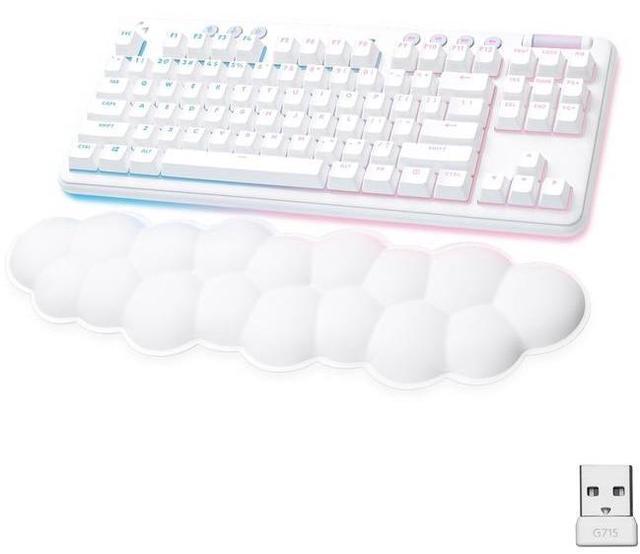 Alt view image 8 of 20 - Logitech G715 Wireless Mechanical Gaming Keyboard with LIGHTSYNC RGB Lighting, Lightspeed, Tactile Switches (GX Brown), and Keyboard Palm Rest, PC and Mac Compatible, White Mist