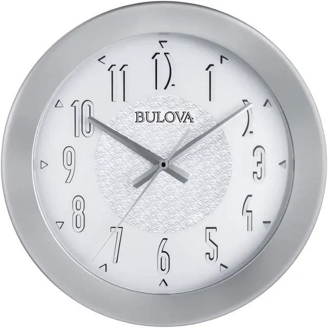 Main image of Bulova C4878 Fantasmic Bluetooth Wireless Stereo Speaker Indoor/Outdoor Wall Clock, Silver