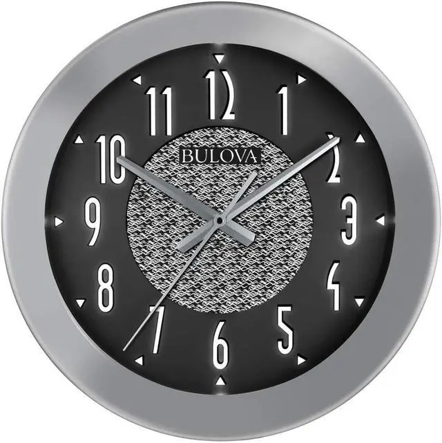 Alt view image 2 of 6 - Bulova C4878 Fantasmic Bluetooth Wireless Stereo Speaker Indoor/Outdoor Wall Clock, Silver