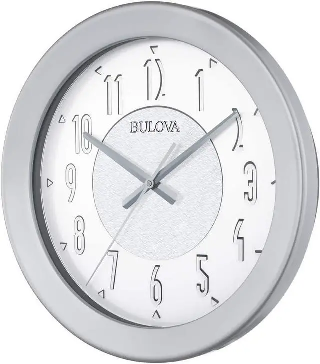 Alt view image 3 of 6 - Bulova C4878 Fantasmic Bluetooth Wireless Stereo Speaker Indoor/Outdoor Wall Clock, Silver