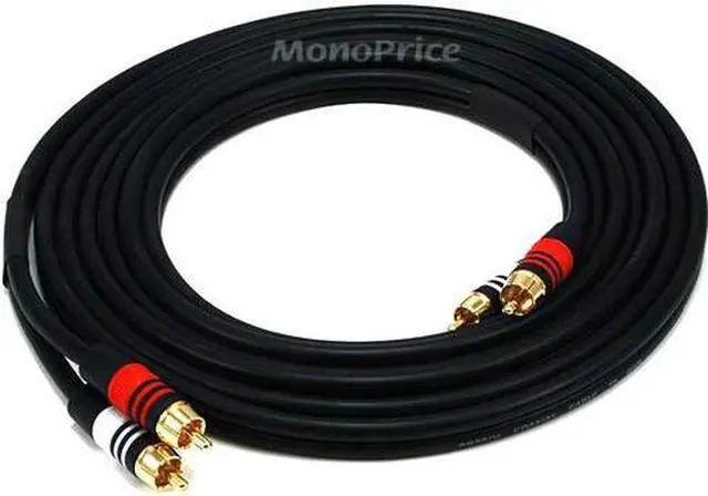 Alt view image 5 of 5 - Monoprice 12ft Premium 2 RCA Plug/2 RCA Plug M/M 22AWG Cable - Black