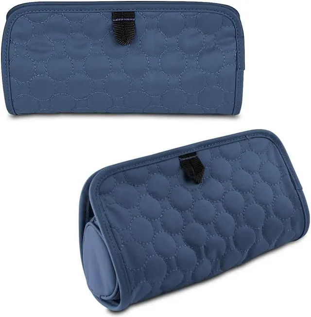 Alt view image 8 of 12 - Travelon Jewelry and Cosmetic Clutch w/ Removable Center Pouch, Blue Quilted