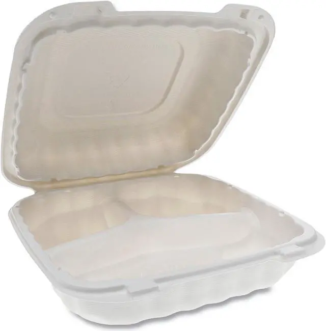 Alt view image 5 of 11 - Pactiv PACYCN80803 Earthchoice Smartlock Hinged Lid Containers, White, 22 Oz, 200/Carton