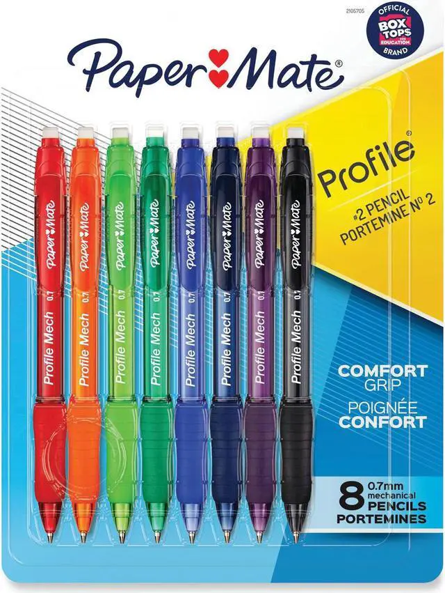 Alt view image 8 of 8 - Paper Mate Profile Mech Mechanical Pencil 0.7mm #2 Medium Lead 8/Pack (2105705)
