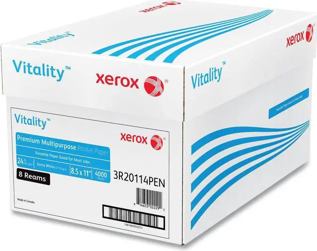 Alt view image 4 of 4 - Xerox Vitality 8.5" x 11" Premium Multipurpose Paper 24 lbs. 97 Brightness 4000 Sheets/Carton (1001)
