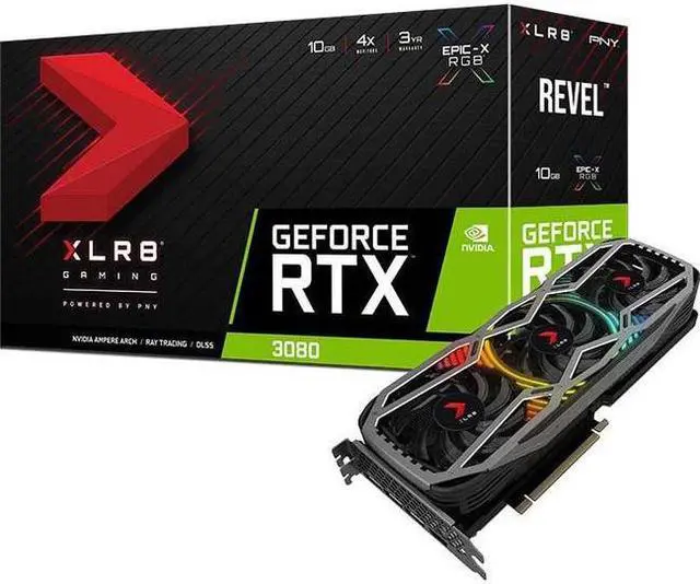 Alt view image 14 of 14 - PNY GeForce RTX 3080 10GB XLR8 Gaming Revel Epic-X RGB Triple Fan Graphics Card LHR
