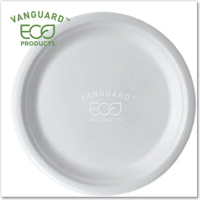Main image of Eco-Products Vanguard Sugarcane Plates 10" dia White 500Ct EPP005NFA