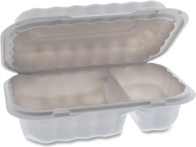 Main image of EarthChoice SmartLock Hinged Lid Container 2-Compartment White MFPP 270Ct