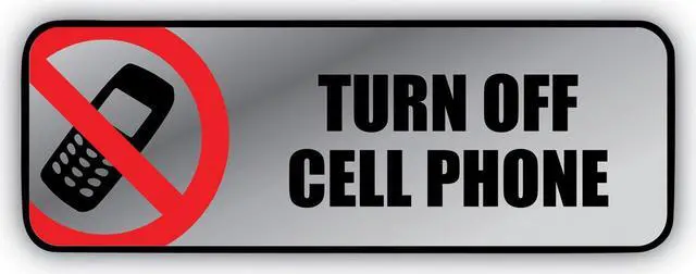 Alt view image 5 of 5 - COSCO 098211 Brushed Metal Office Sign, Turn Off Cell Phone, 9 x 3, Silver/Red