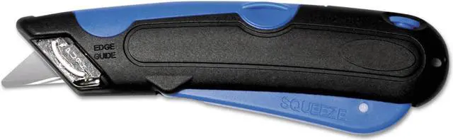Alt view image 5 of 7 - COSCO 091508 Easycut Cutter Knife w/Self-Retracting Safety-Tipped Blade- Black/Blue