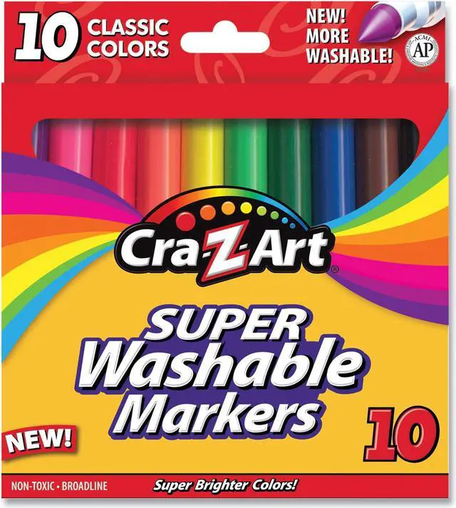 Alt view image 3 of 3 - Cra-z-art Washable Markers, Broad Bullet Tip, Assorted, 10/Set (CZA1000224)