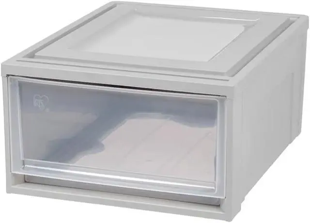 Main image of Iris Stackable Storage Drawer, 11.5"H x 15.7"W x 19.7"D Gray/Translucent Frost