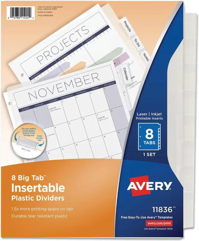 Alt view image 3 of 3 - Avery Insertable Big Tab Plastic Dividers, 11 x 8.5, Clear, 1 Set (AVE11836)