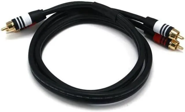 Alt view image 6 of 10 - Monoprice Premium Two-Channel Audio Cable - 3 Feet - Black | 2 RCA Plug to 2 RCA Plug 22AWG, Male to Male
