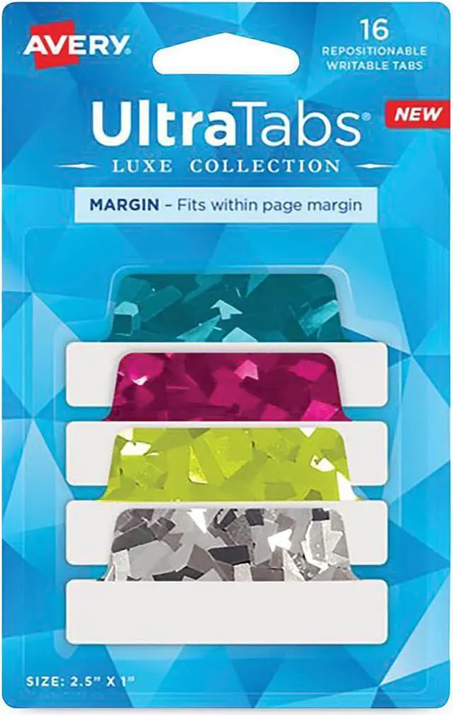 Alt view image 2 of 2 - Avery Ultra Tabs Luxe Coll Tabs, 1/5-Cut Tabs, Assorted Jewel, 16/PK (AVE74147)