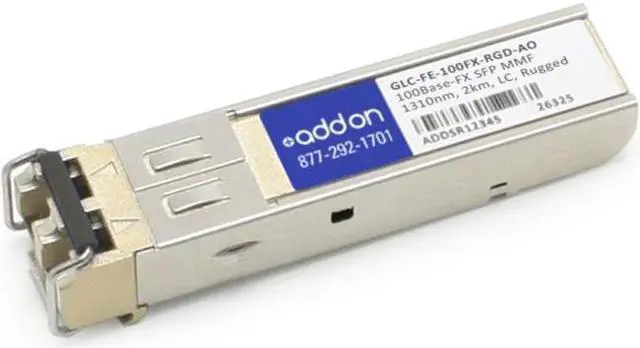 Alt view image 2 of 17 - AddOn Cisco GLC-FE-100FX-RGD Compatible 100Base-FX SFP Transceiver (MMF, 1310nm, 2km, LC, Rugged)