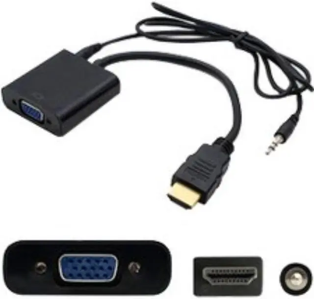 Alt view image 7 of 9 - Addon Hdmi Male To Vga Female Black Adapter Cable With 3.5Mm Audio And Micro Usb Ports