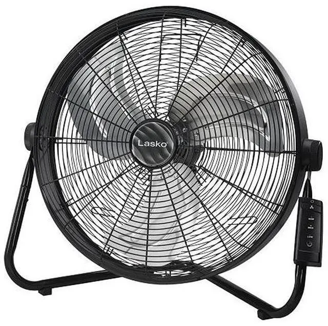 Main image of Lasko 20" 3-Speed Pivoting High Velocity Utility Floor or Wall Mount Fan with Remote, H20685, Black