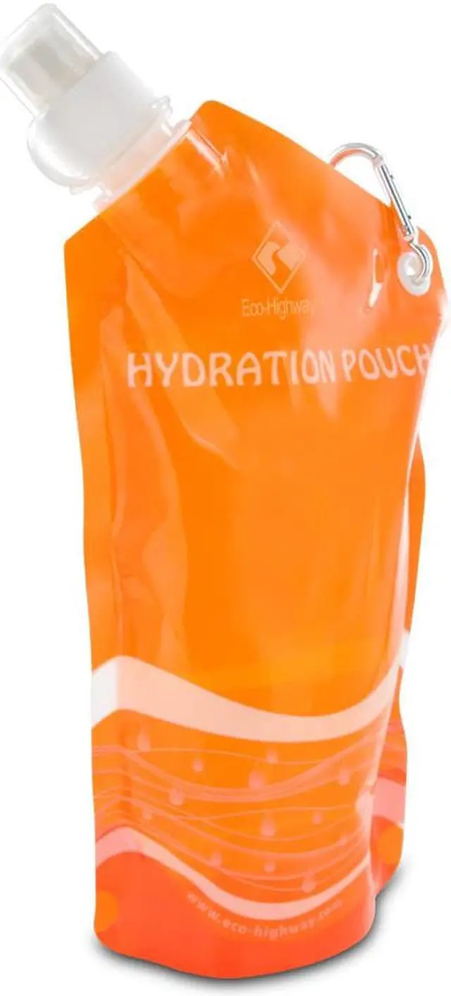 Alt view image 4 of 7 - Eco-Highway Hydration Pouch: Collapsible, Reusable 20oz Water Bottle (Orange)