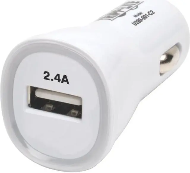 Main image of Tripp Lite U280-001-C2 White USB Tablet / Phone Car Charger, 5V / 2.4A
