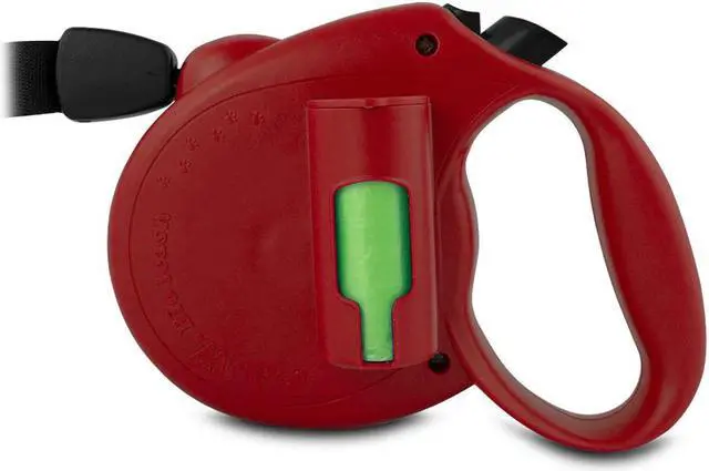 Alt view image 2 of 6 - PAW Bio 16FT Retractable Pet Dog 110LB Leash with Green Pick-up Bags Red