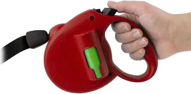 Alt view image 5 of 6 - PAW Bio 16FT Retractable Pet Dog 110LB Leash with Green Pick-up Bags Red