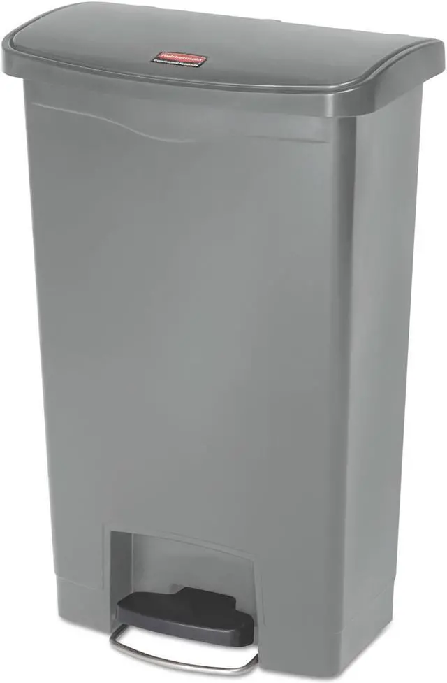 Alt view image 7 of 8 - Rubbermaid - FG1883602 - Slim Jim Resin Step-On Container, Front Step Style, 13 gal, Gray