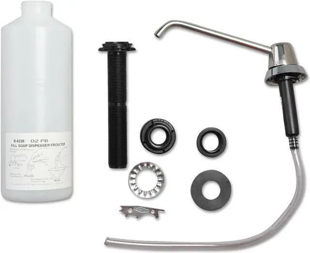 Alt view image 6 of 15 - Bobrick Counter-Mounted Soap Dispenser 34oz Stainless Steel 8226