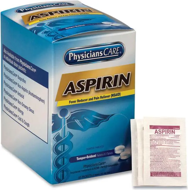 Alt view image 3 of 3 - Acme United 90014 Physicians Care Aspirin Tablets  50 Two-Packs per Box