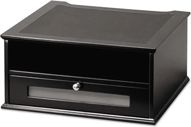 Alt view image 10 of 16 - Victor Wood and Metal Desktop Monitor Stand 13 x 13 x 6 1/2 Black 11755