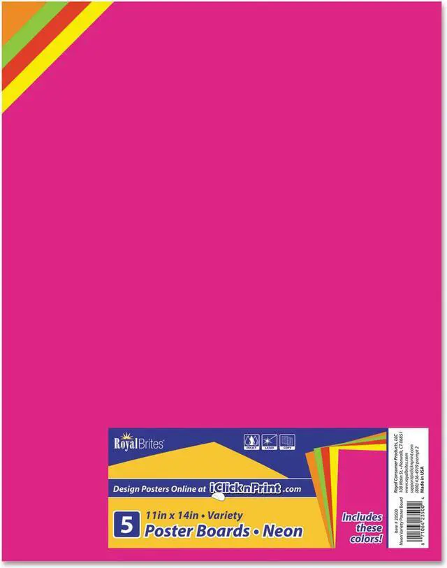 Alt view image 3 of 6 - Premium Coated Poster Board, 11 x 14, Assorted, 5/Pack 23500