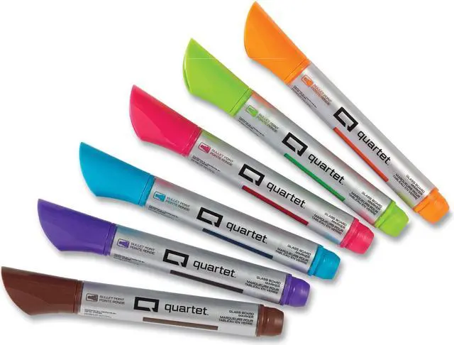 Alt view image 2 of 2 - Quartet Glass Board Dry Erase Marker, Med Bullet Tip, Assorted, 6/PK (QRT79556)