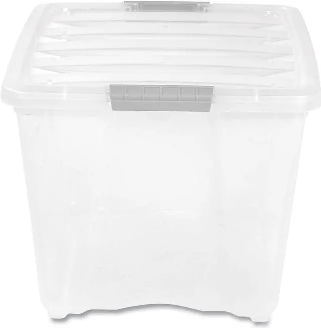 Alt view image 2 of 2 - Iris Stack & Pull 54 Qt. Latch Lid Storage Bin Clear (100243) 516433