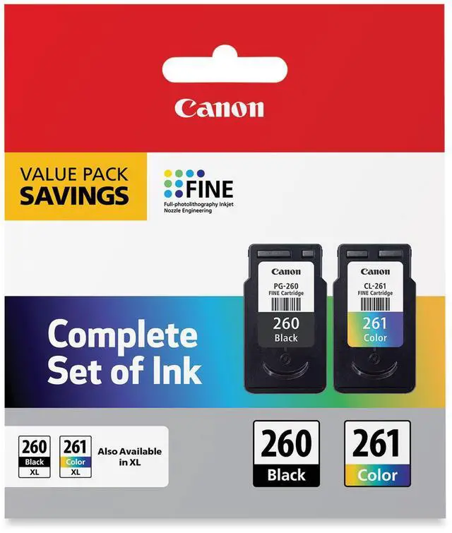 Alt view image 13 of 18 - Canon PG-260 Black & CL-261 Color Ink Cartridge Value Pack for PIXMA TS5320