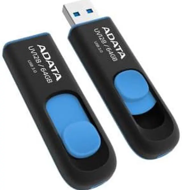 Alt view image 5 of 5 - a-data memory flash auv128-64g-rbe 64gb usb3.0 flash drive uv128 (r90 w40) black/blue
