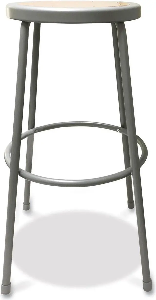 Alt view image 2 of 8 - Industrial Stool, 30", Brown/Gray Seat