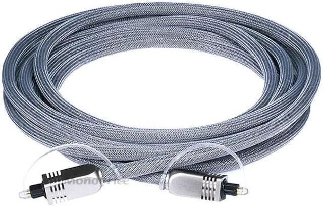 Alt view image 5 of 8 - Monoprice Premium S/PDIF (Toslink) Digital Optical Audio Cable - Silver - 10 Feet | Heavy Duty Mesh Jacket, Metal Connector Heads, For Play Station, Xbox one, Home theater & More