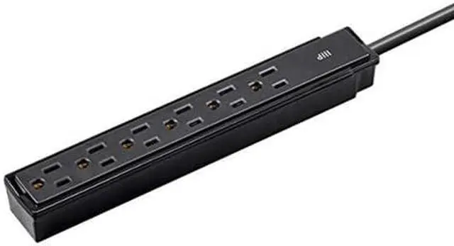 Alt view image 8 of 8 - Monoprice 6 Outlet Surge Protector Power Strip - 2 Feet - Black (2 Pack) Heavy Duty Cord | UL Rated, 201 Joules, 1800-watt capacity