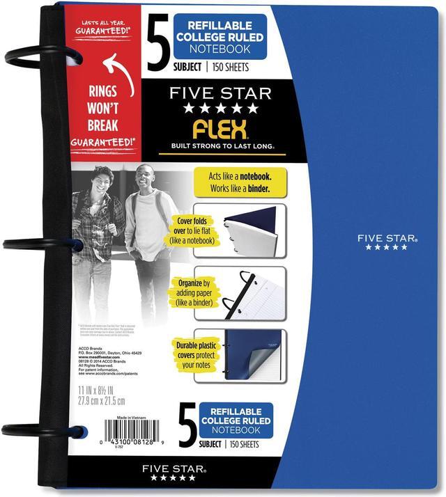 Main image of Mead FLEX Notebook 5 Subject College Rule Randomly Assorted Colors 150Sht 08128