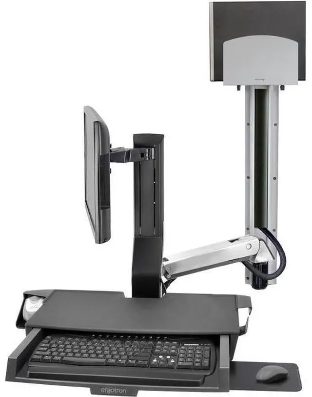 Alt view image 5 of 5 - Ergotron StyleView Wall Mount for Monitor Keyboard Bar Code Scanner CPU Mouse Wrist Rest Polished Aluminum 45595026