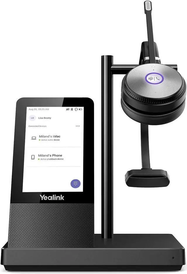 Alt view image 14 of 16 - Yealink WH66 Mono Teams 4.0 inch (480 x 800) capacitive touch screen Yealink Acoustic Shield Technology 2-ports USB 3.0 hub Wireless mobile phone charger Crystal speakerphone Supports busylight Teams